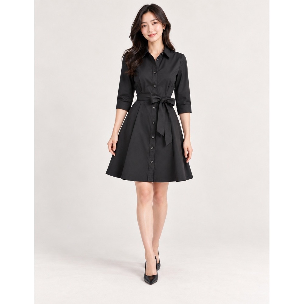 KATE SPADE New York Button Down Tie Waist Dress Black Women's Size Small 2